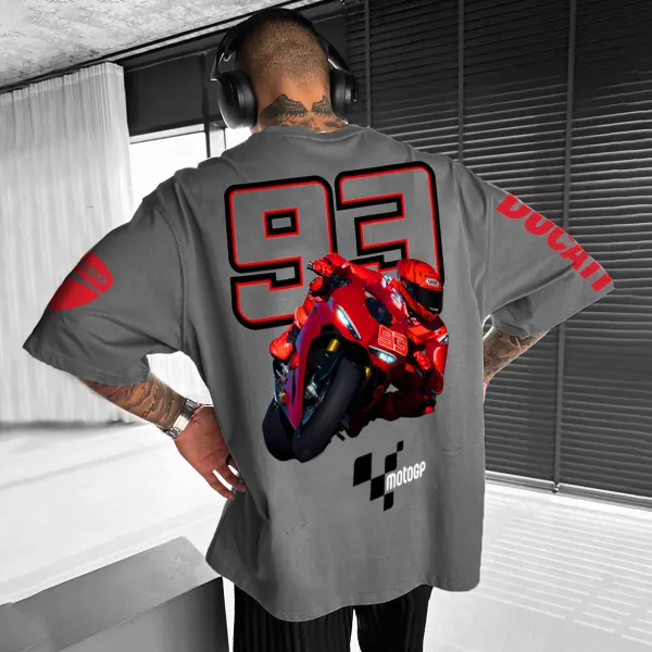 Unisex Motorcycle Racing NO.93 Rider Print Oversized T-shirt - Yesunshine.com 