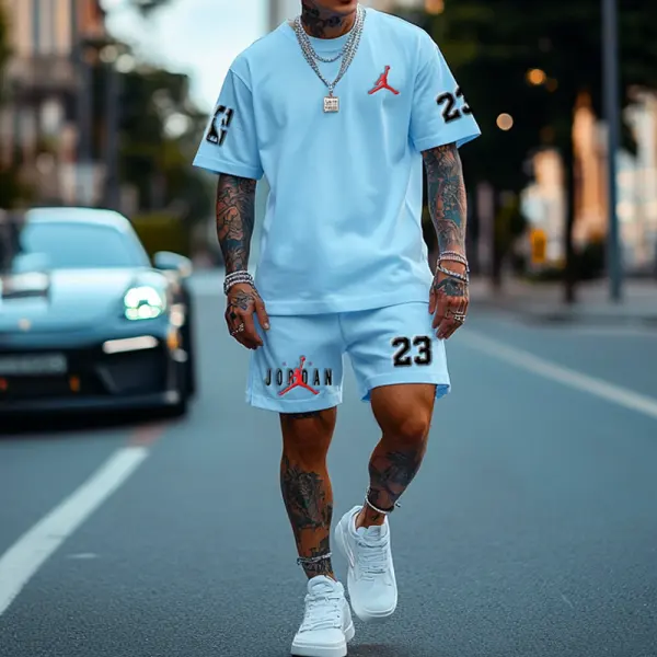 Unisex Basketball Blue Oversize T-shirt And Shorts Set - Spiretime.com 
