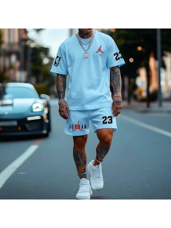 Unisex Basketball Blue Oversize T-shirt And Shorts Set - Ootdmw.com 