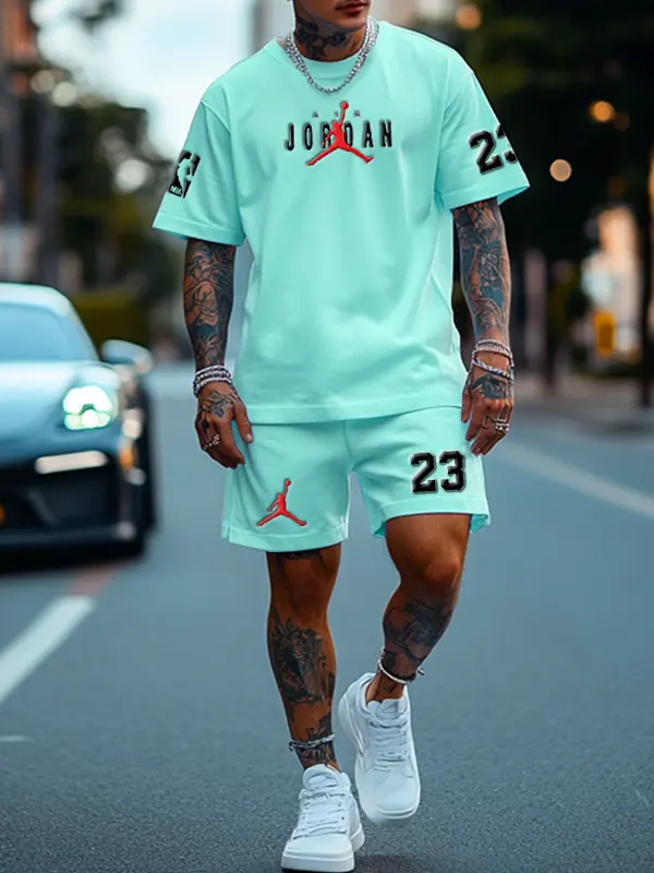 Men's Jordan Basketball Oversize Print T-shirt And Shorts Set - Pragmaace.com 