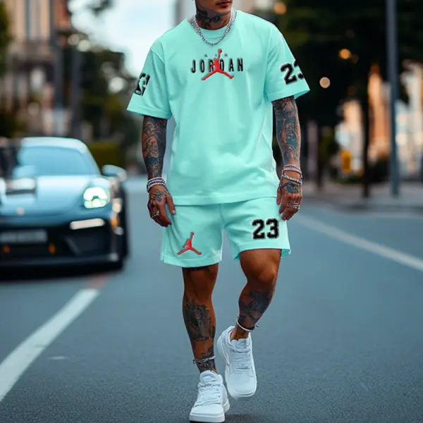 Unisex Basketball Oversize Print T-shirt And Shorts Set - Ootdyouth.com 