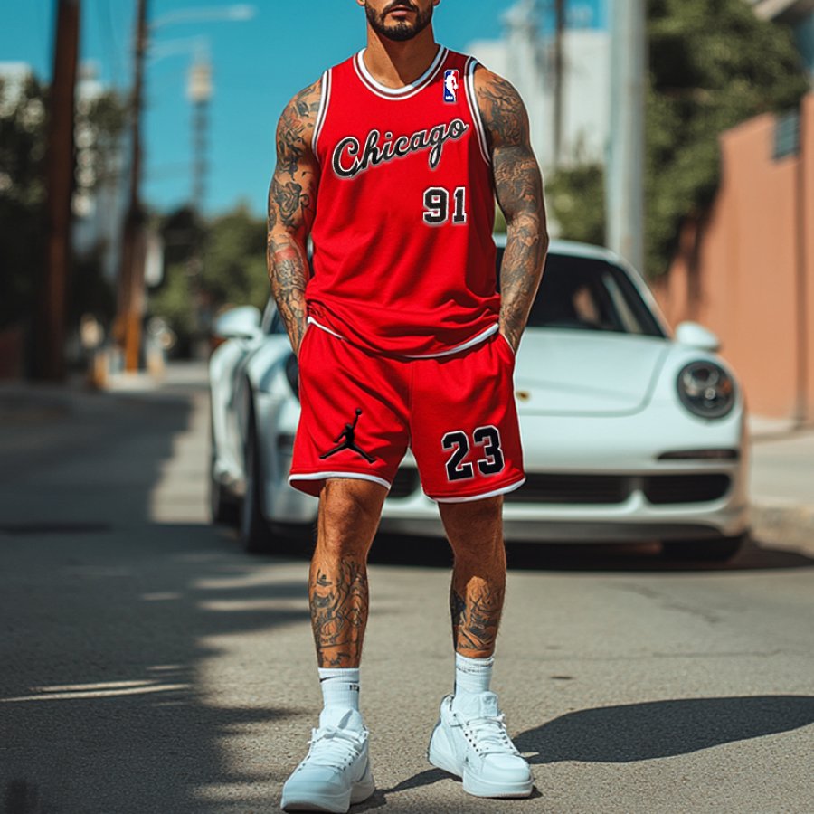 

Unisex Basketball Bulls Chicago #91 Classics Jersey And Shorts Set