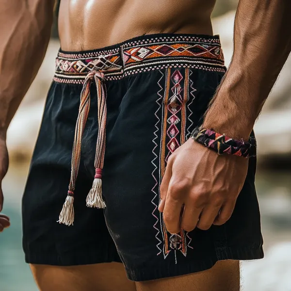 Men's Holiday Bohemian Casual Linen Shorts - Freemacho.com 
