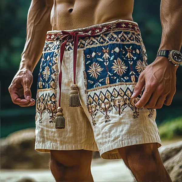 Men's Bohemian Loose Linen Shorts - Menilyshop.com 
