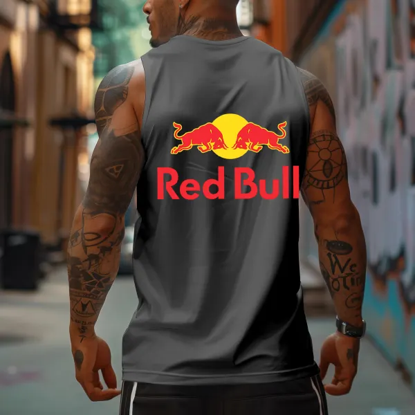 Men's Redbull Logo Print Sports Tank Top - Elementnice.com 