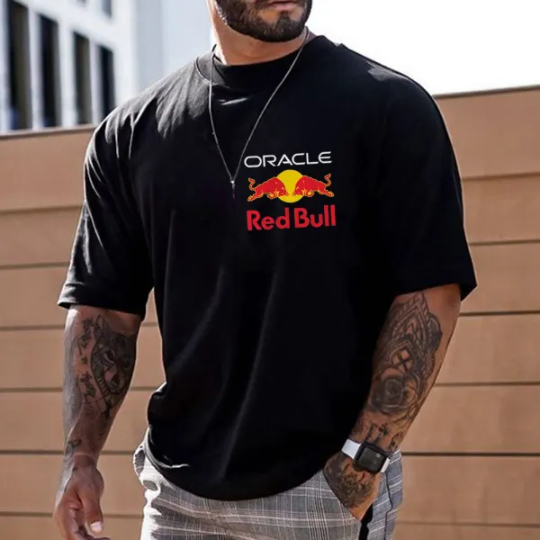 Unisex Loose Fit Premium Racing Badge Print T-Shirt - Cotosen.com 
