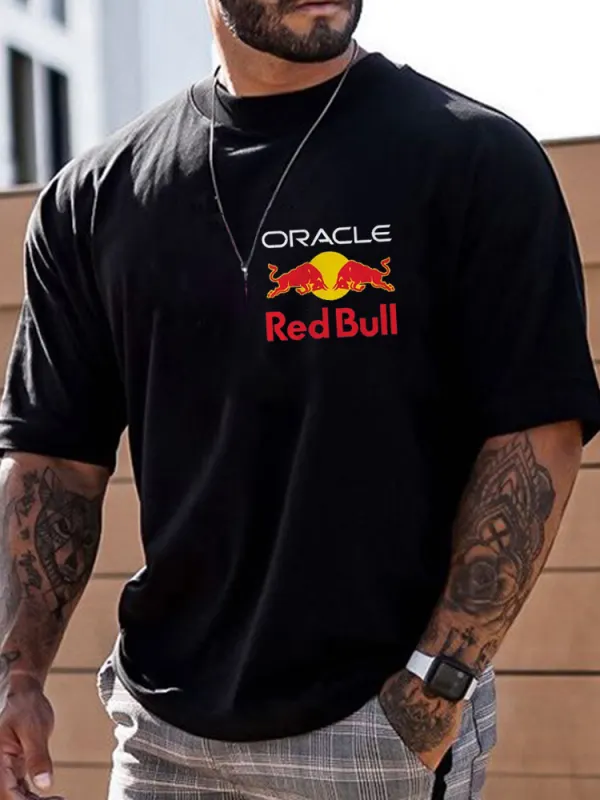 Unisex Loose Fit Premium Racing Badge Print T-Shirt - Menbarn.com 