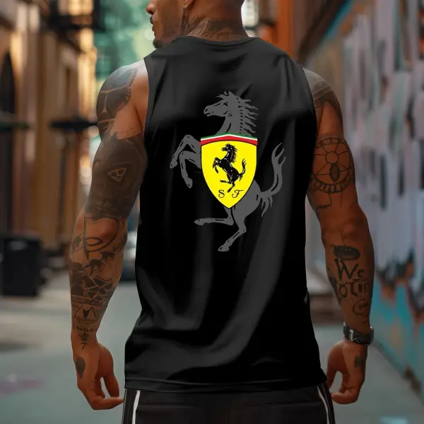Unisex Loose Fit Racer Print Tank Top - Ootdyouth.com 