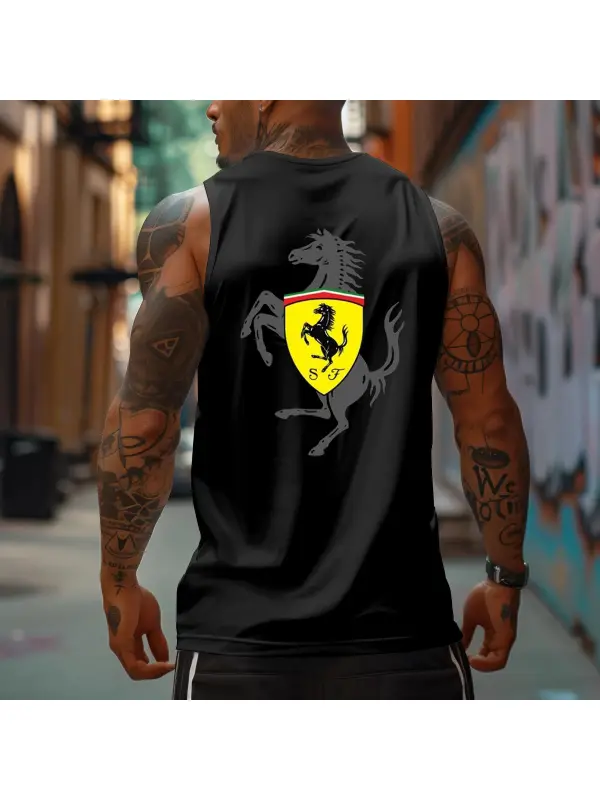 Unisex Loose Fit Racer Print Tank Top - Aptkoi.com 