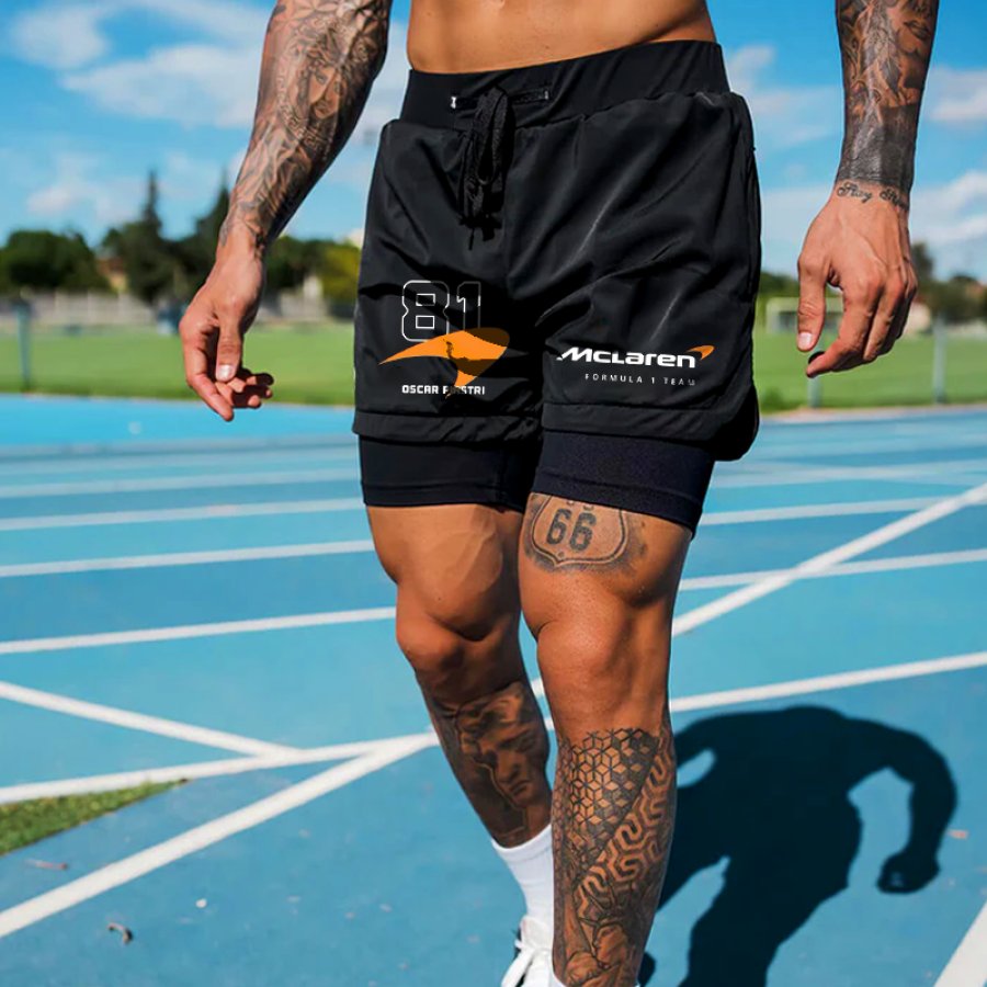 

Men's Racing Team No.81Car Double Layer Sports Shorts