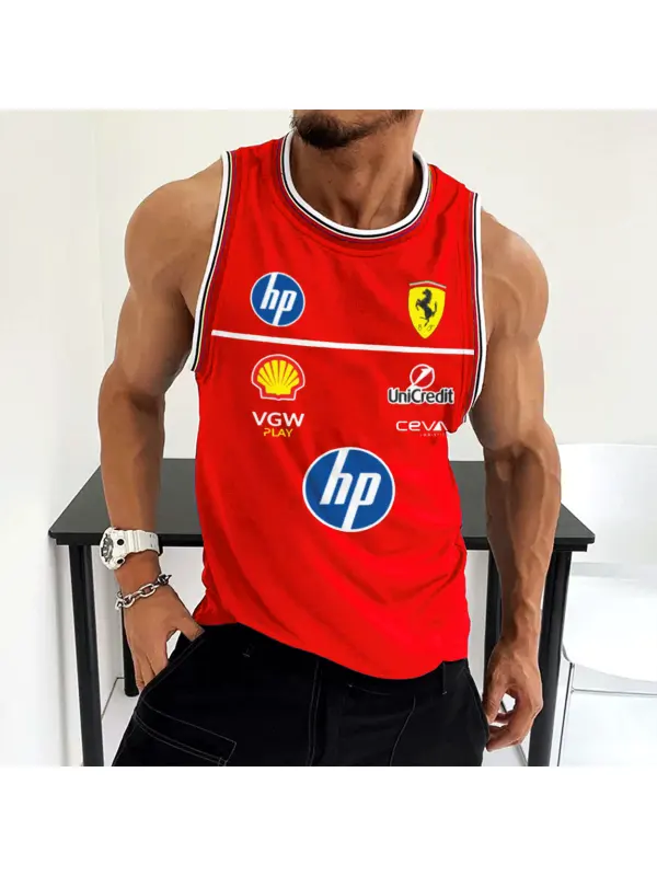 Men's Racing Print Sports Sleeveless Tank - Aptkoi.com 
