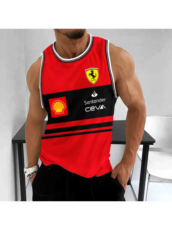 Men's Racing Casual Printed Sports Sleeveless Tank - Aptkoi.com 