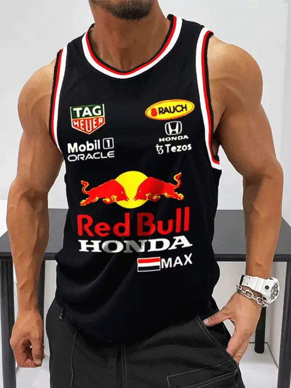 Men's Racing Team Print Casual Tank - Simplyion.com 