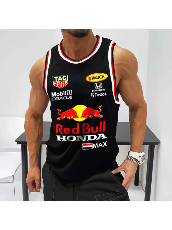 Men's Racing Team Print Casual Tank - Aptkoi.com 
