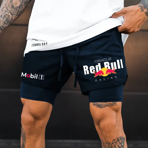 Racing Print Double Layer Shorts - Ootdcowboys.com 