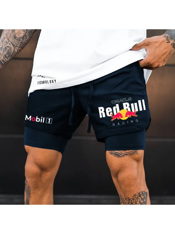 Racing Print Double Layer Shorts - Anrider.com 