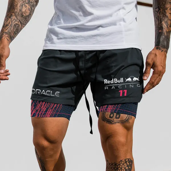 Fashion Racing Print Double Layer Shorts - Wayrates.com 