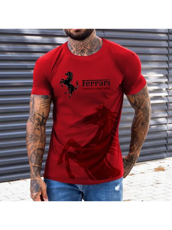 Fashionable Racing Print Casual T-shirt - Shopyiyistories.com 