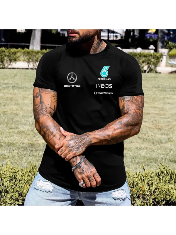Men's Casual Racing Print Tight Fit T-Shirt - Aptkoi.com 