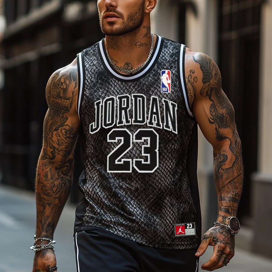 

Men's Basketball Snakeskin Print Sleeveless Sport Tank
