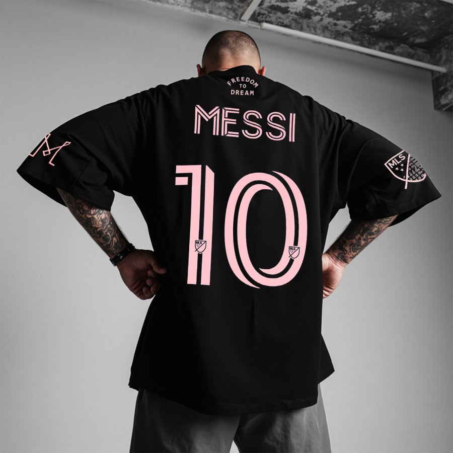 

Unisex Football Print Oversized Black Short Sleeve T-Shirt