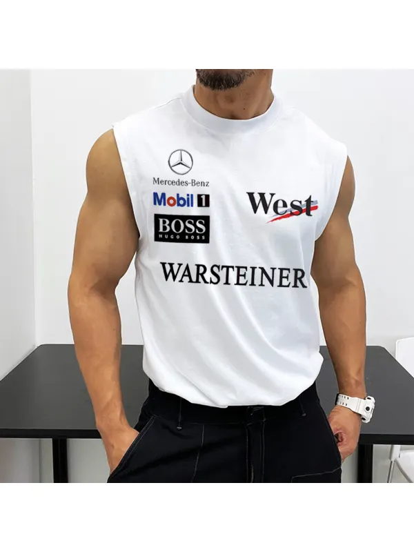 Men's Racing Club Printed Gym Sleeveless Tank - Aptkoi.com 
