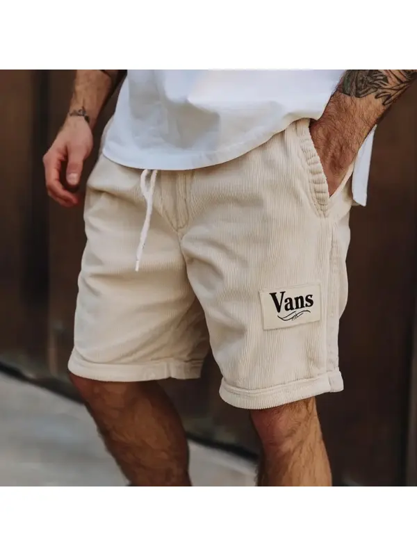 Men's Vintage Corduroy Elastic Drawstring Surf Shorts - Frontiercool.com 