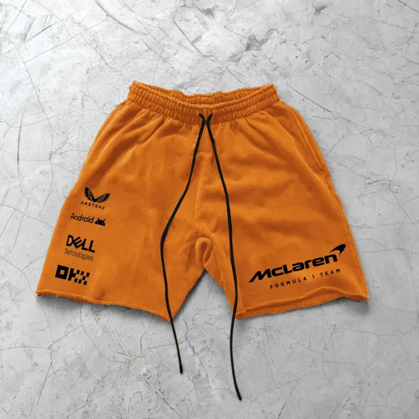 Racing Lettering Print Shorts - Yesunshine.com 