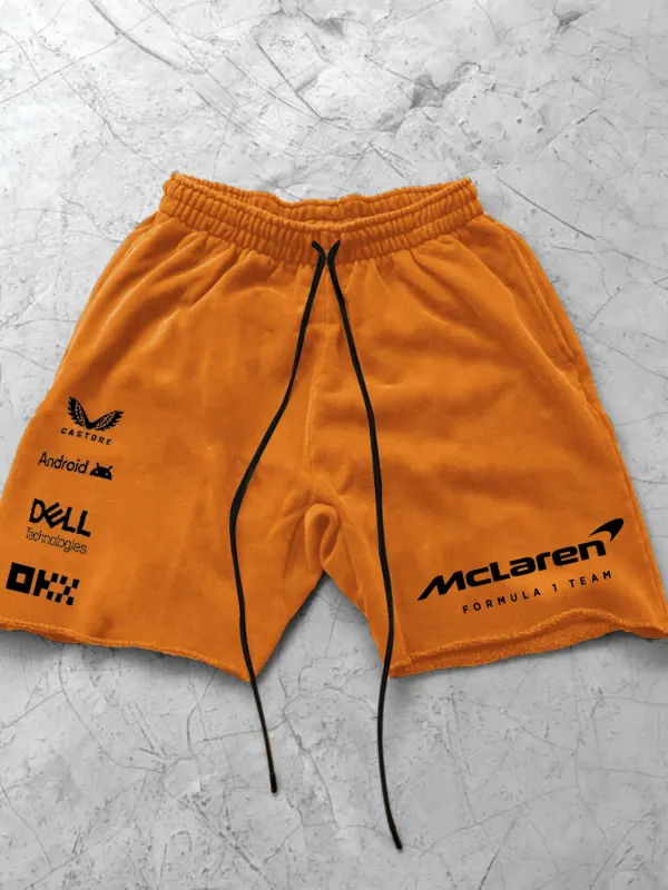 Racing Lettering Print Shorts - Wantbright.com 
