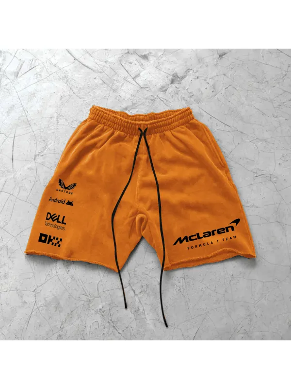 Racing Lettering Print Shorts - Shopyiyistories.com 