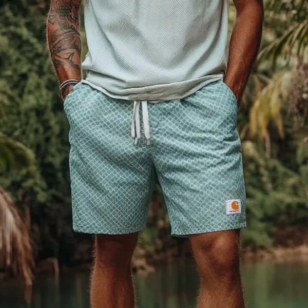 Men's Retro Textured Fabric 5 Inch Pocket Outdoor Surf Shorts Daily Casual - Wayrates.com 