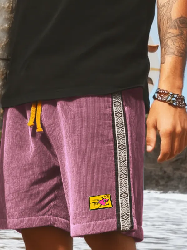 Unisex Vintage Corduroy Casual Loose Surf Shorts - Menbarn.com 