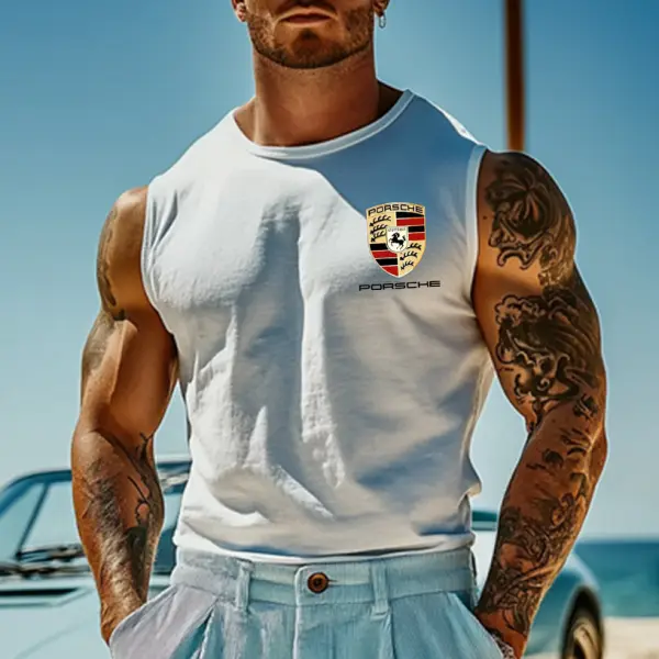 Unisex Racing Print Crew Neck Sleeveless Tank Top - Wayrates.com 