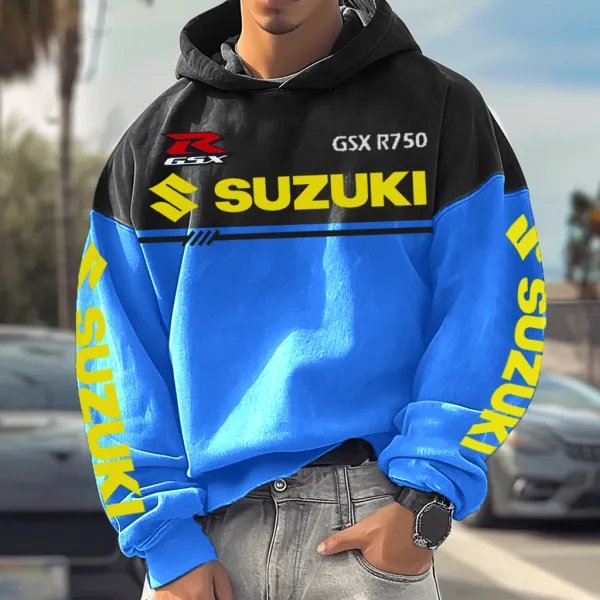 Unisex Retro Patchwork Motorcycle Hoodie - Ootdyouth.com 