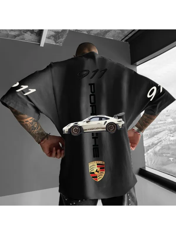 Unisex Racing Logo Print Oversized T-shirt - Ootdmw.com 