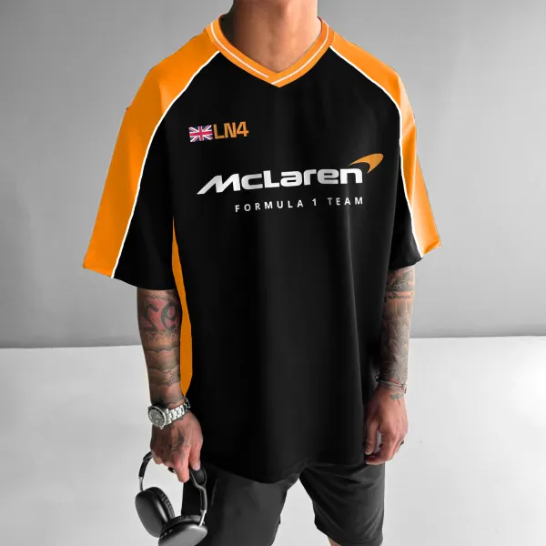 Contrast Color Racing Short Sleeve T-shirt - Wayrates.com 