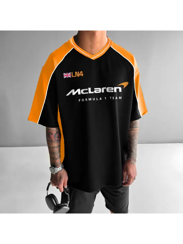Contrast Color Racing Short Sleeve T-shirt - Shopyiyistories.com 