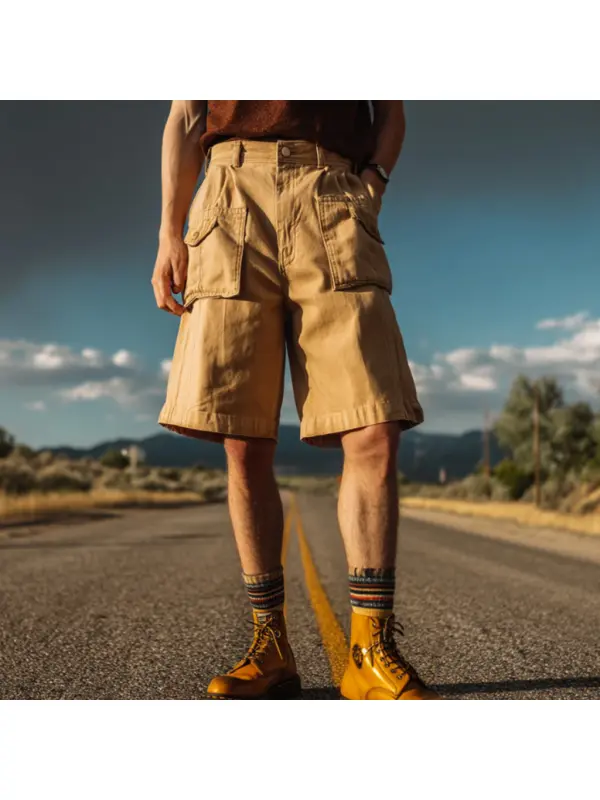 Casual Khaki Cargo Shorts - Frontiercool.com 