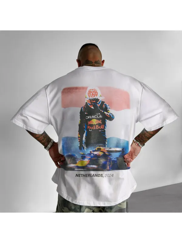 Unisex Checkered Racing Graphic T-Shirt - Ootdmw.com 