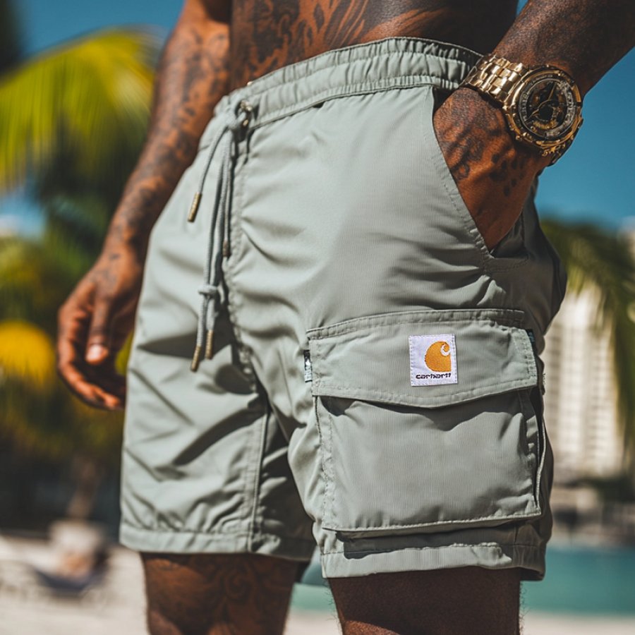 

Men's Casual Cargo Shorts With Adjustable Waistband And Multiple Pockets For Summer Outdoors