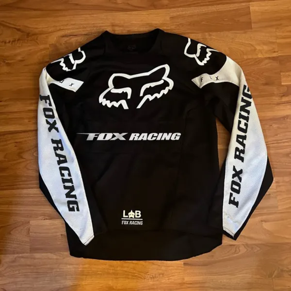 Contrast Racing Print Long Sleeve T-shirt - Yesunshine.com 