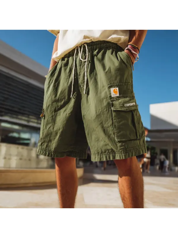 Military Green Cargo Shorts With Drawstring Waist - Ootdmw.com 