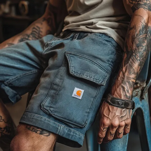 Men's Versatile Shorts Retro Lacquered Carpenter 5-point Shorts Daily Casual Denim Shorts - Spiretime.com 