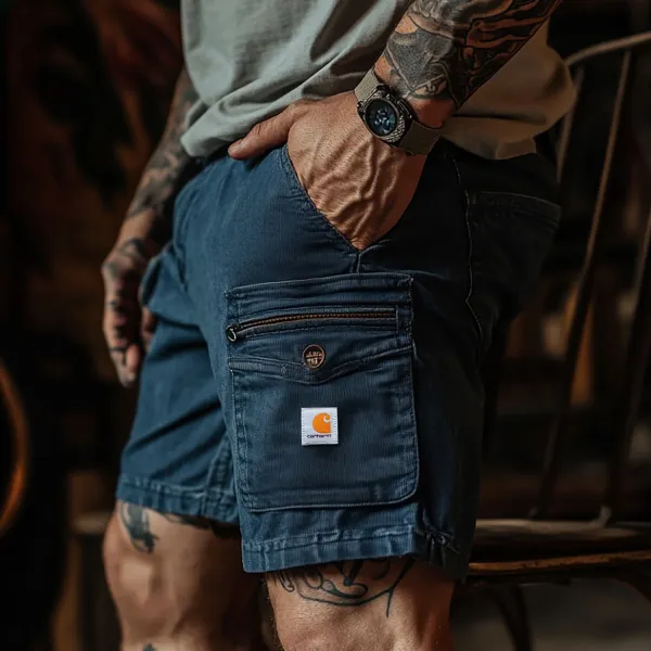 Men's Versatile Shorts Retro Lacquered Carpenter 5-point Shorts Daily Casual Denim Shorts - Spiretime.com 