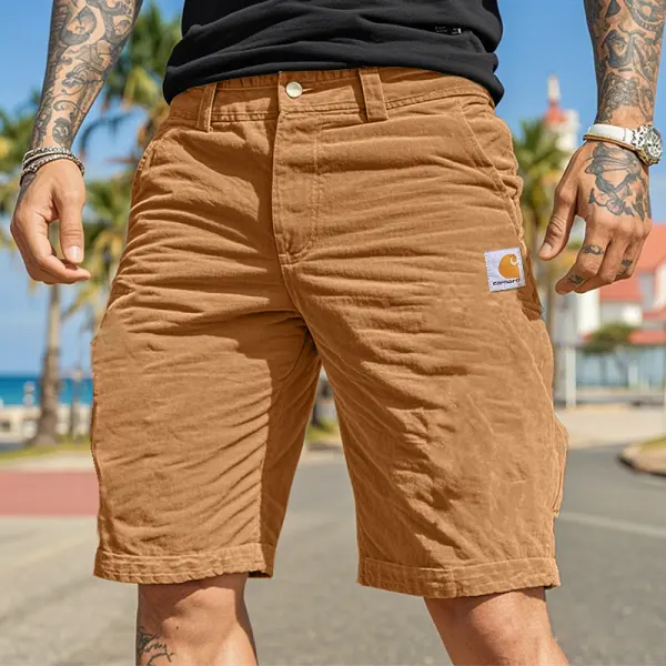 Men's Casual Shorts With Stylish Logo Patch For Summer Outfits - Spiretime.com 