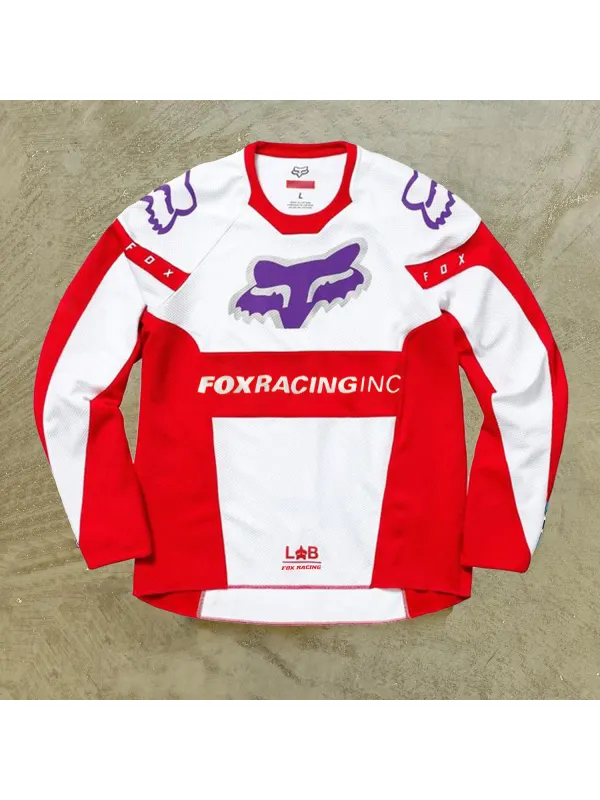 Casual Racing Color-blocked Long Sleeve T-shirt - Aptkoi.com 