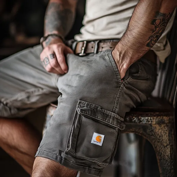 Men's Versatile Shorts Retro Lacquered Carpenter 5-point Shorts Daily Casual Shorts - Ootdyouth.com 