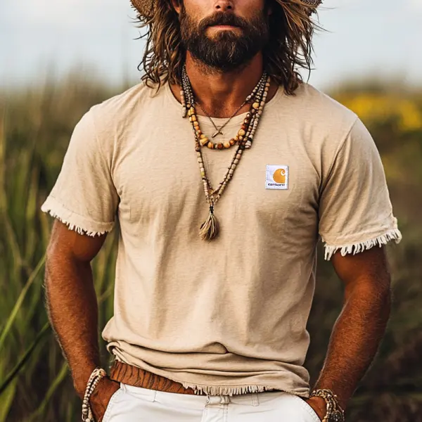 Stylish Straw Hat And Casual T-Shirt Combo For Outdoor Adventures - Ootdyouth.com 