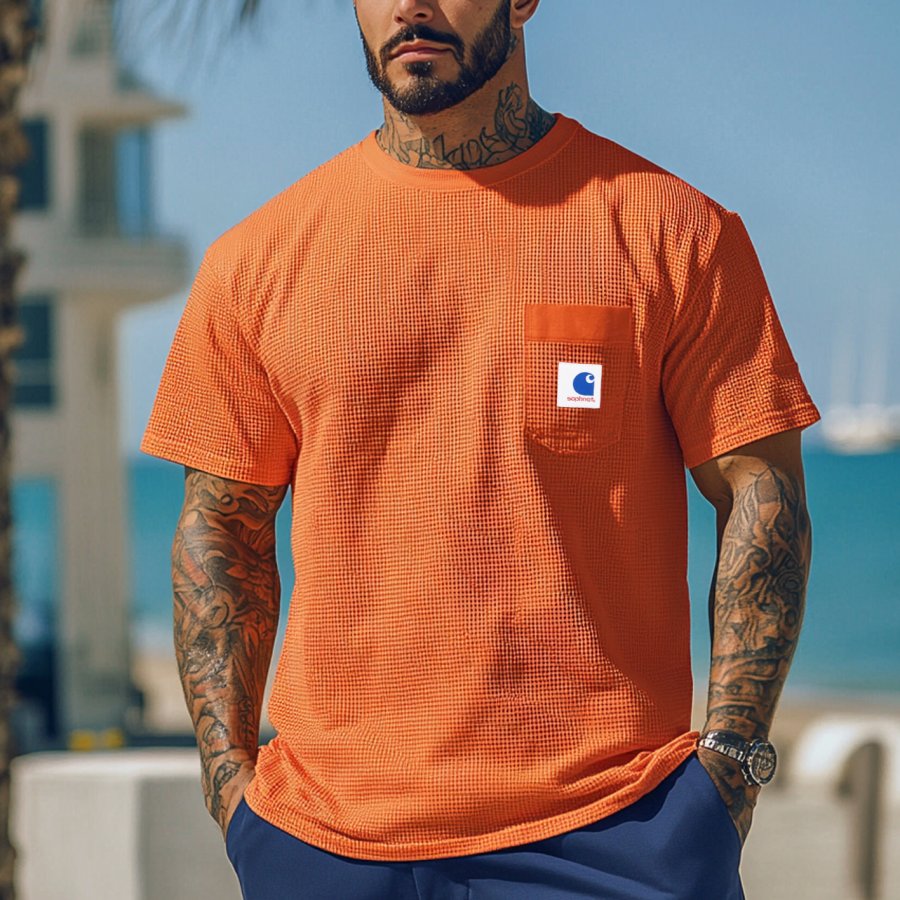 

Men's Vintage Waffle Knit Lightweight Mesh T-Shirt - Perfect For Summer Outdoors