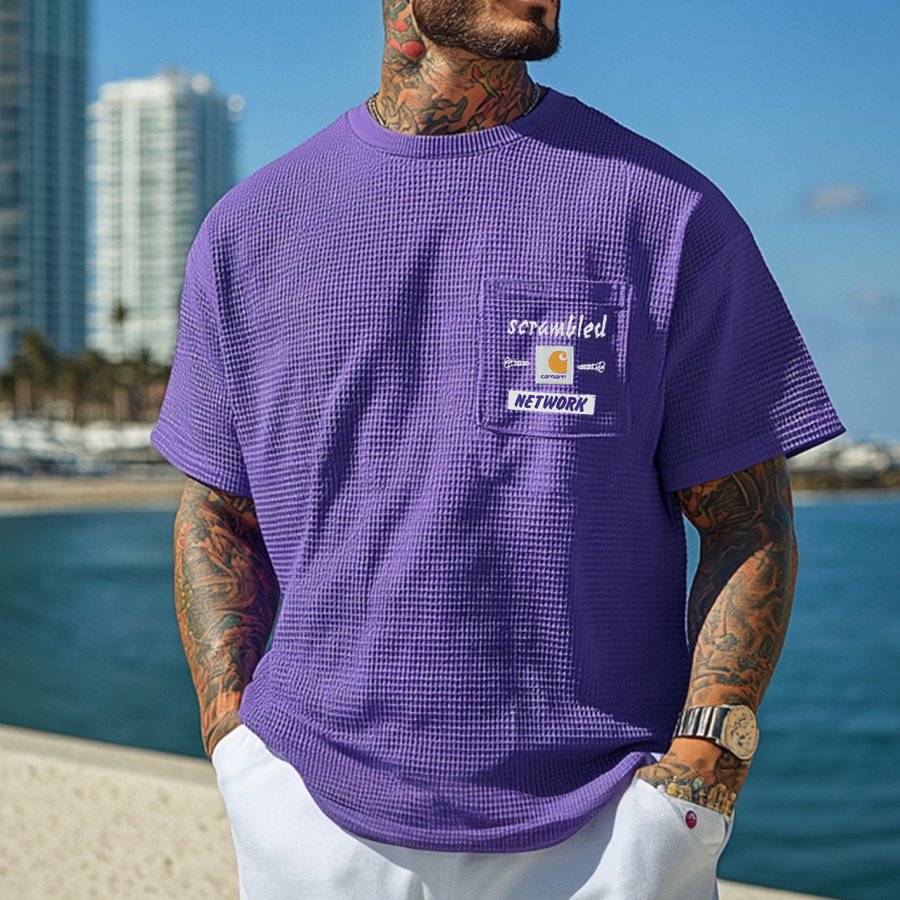 

Men's Vintage Waffle Fabric Knit Lightweight Mesh T-Shirt - Perfect For Summer Outdoors
